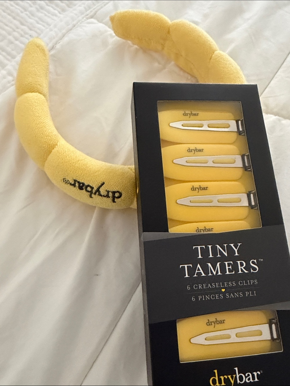 Drybar Yellow Spa Headband and Creaseless Tiny Tamers Combo Set